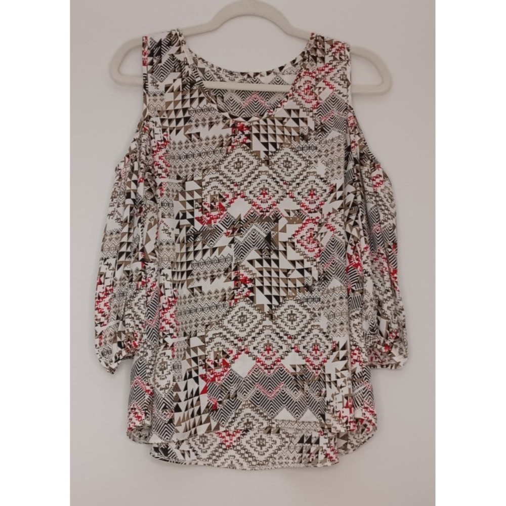 Women's Lightweight Shoulderless top with fun patchwork print